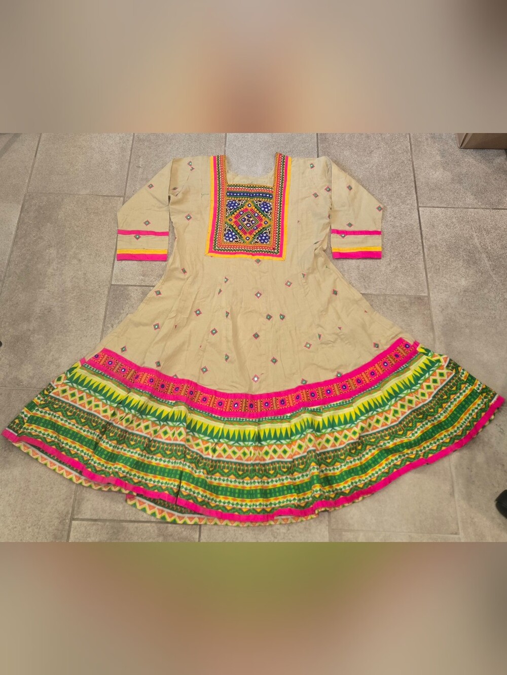Vintage Afghan Kuchi Dress Frock Hand Embroidered Pathani Tribal Dress Sz L XL